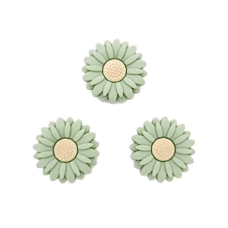 Silikon Perle Blume Pistache Daisy 30 mm Großhandel Schnuller Schnur