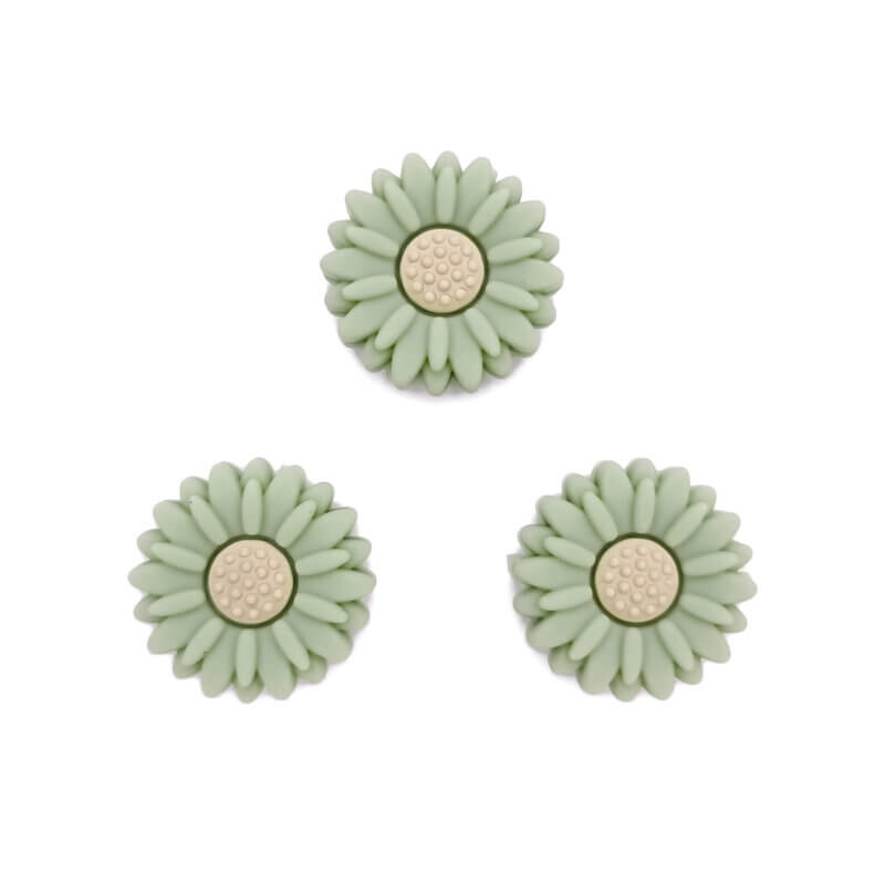 Silikon Perle Blume Pistache Daisy 20 mm Großhandel Schnuller Schnur