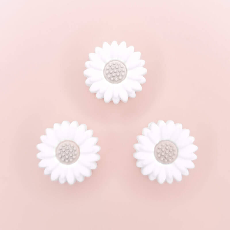 Silikon Perle Blume Weiß Daisy 20 mm Großhandel Schnuller Schnur
