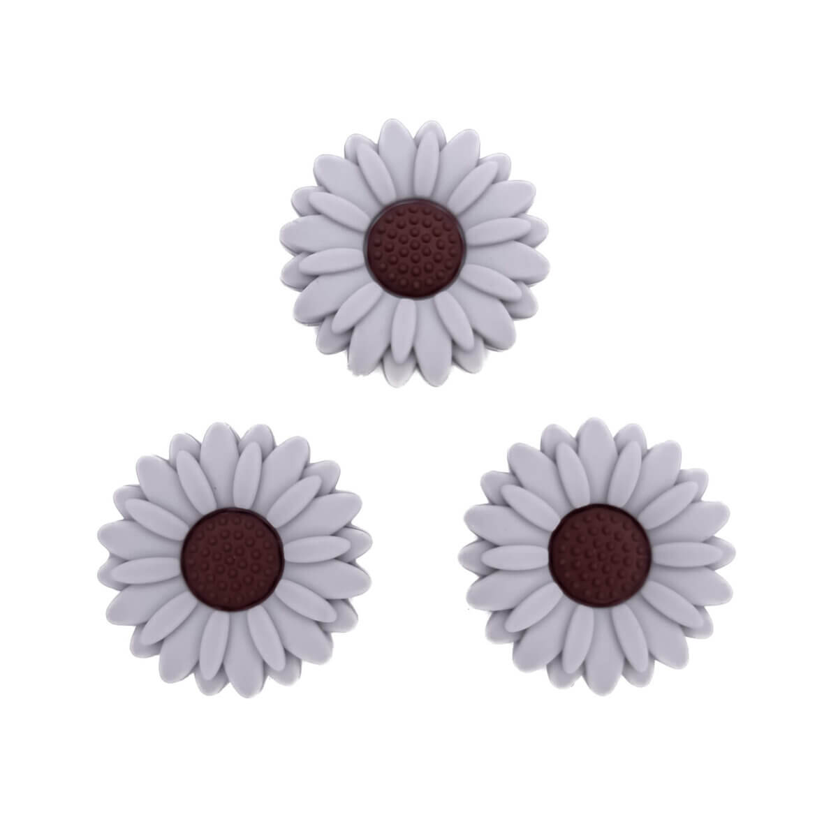 Silikonperle Blume Hellgrau Gänseblümchen 30 mm Großhandel Schnuller Schnur