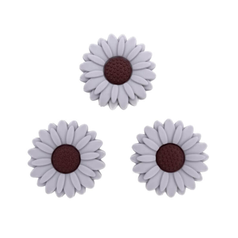 Silikonperle Blume Hellgrau Gänseblümchen 30 mm Großhandel Schnuller Schnur