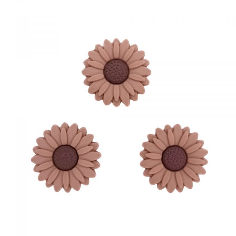 Perle de silicone fleur chocolat au lait marguerite 30 mm grossiste sucette cordon