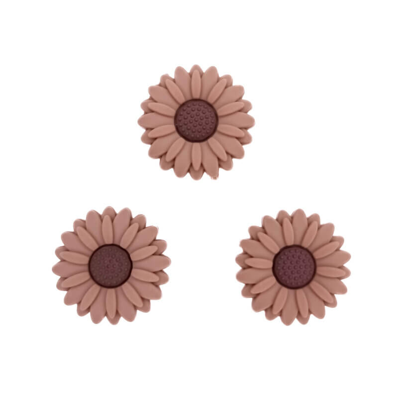 Silikonperle Blume Milchschokolade Gänseblümchen 30 mm Großhandel Schnuller Schnur