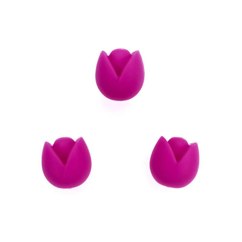 Silicone bead tulip magenta wholesale pacifier cord teething ring bpa free