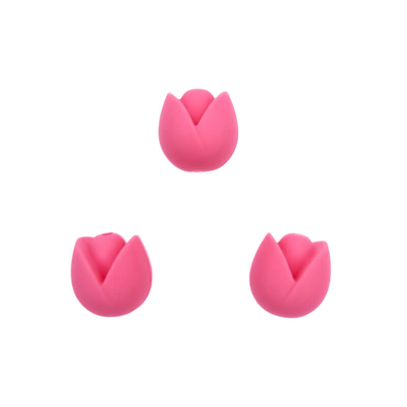 Silicone bead tulip powder pink wholesale pacifier cord teething ring bpa free