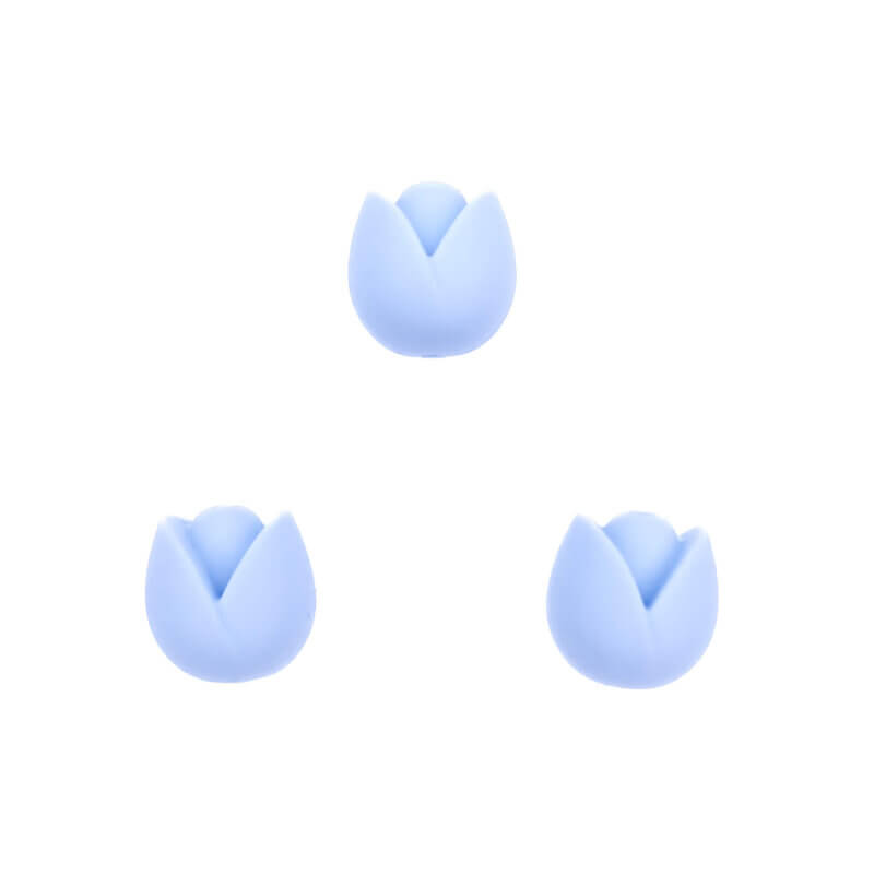 Silicone bead tulip light powder blue wholesale pacifier cord teething ring bpa free