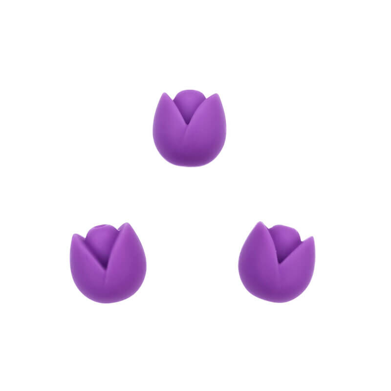 Silicone bead tulip soft purple wholesale pacifier cord teething ring bpa free