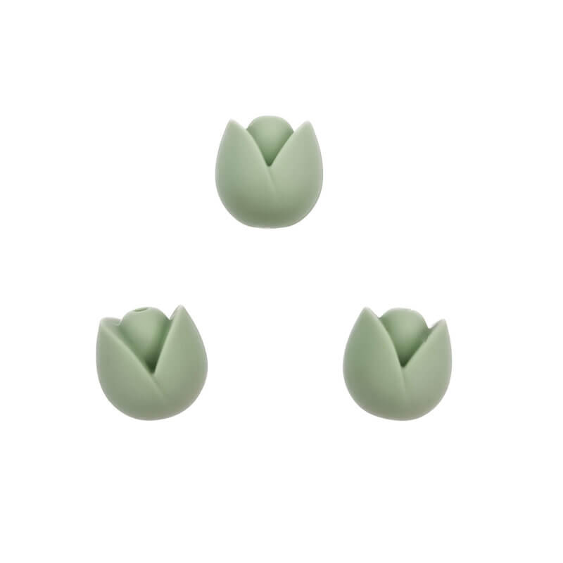 Silicone bead tulip pistachio wholesale pacifier cord teething ring bpa free