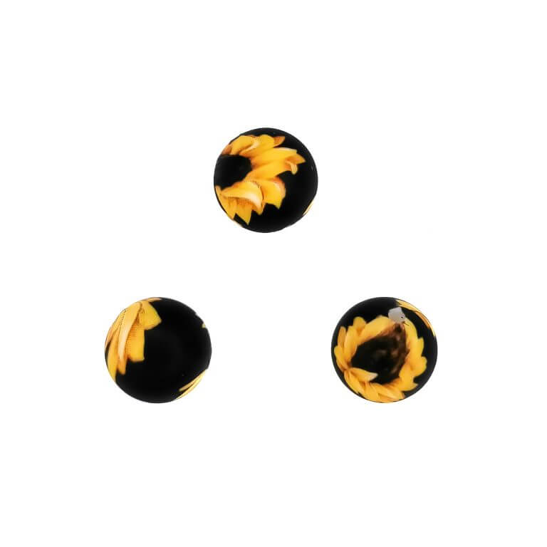 Silicone beads sunflower black black wholesale pacifier cord teething ring bpa free