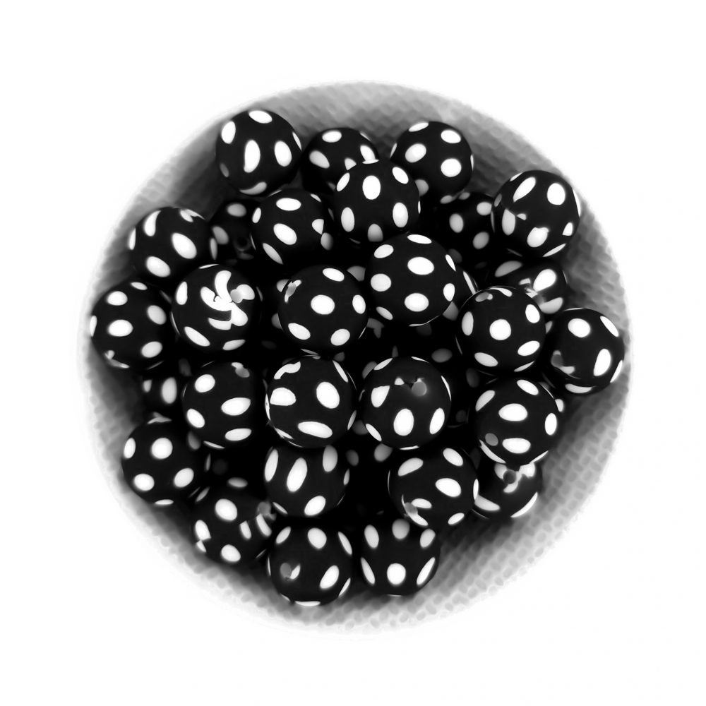 Siliconen kralen Polka Dot print bpa vrij speenkoord bijtring