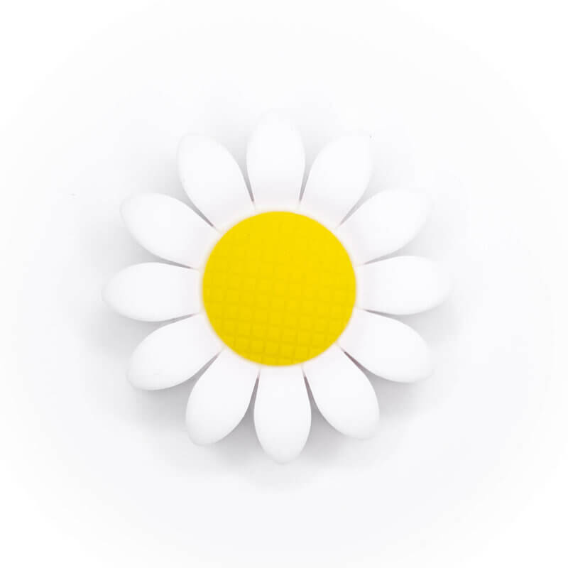 Silikonperle - Gänseblümchen - Weiß