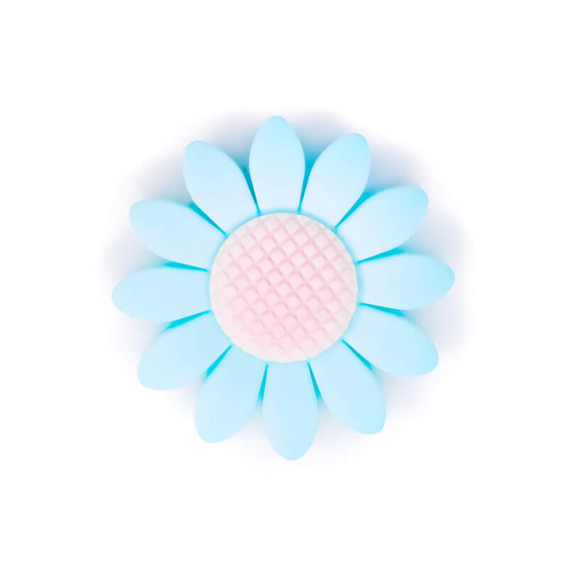 Silikonperle - Gänseblümchen - Paradiesblau