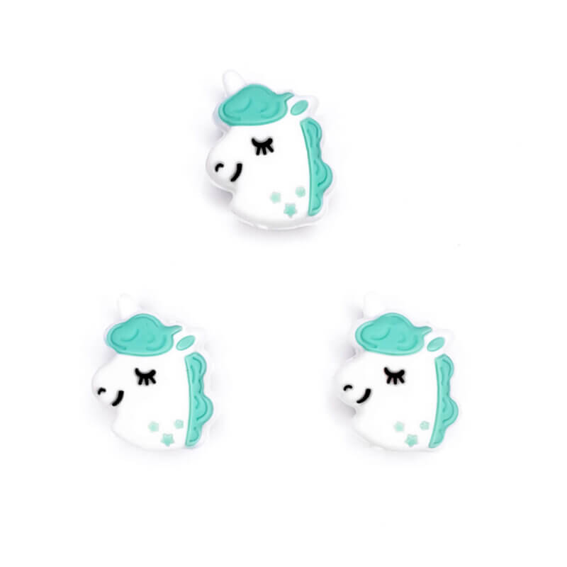 Silicone Bead - Unicorn/Unicorn - Mint Green