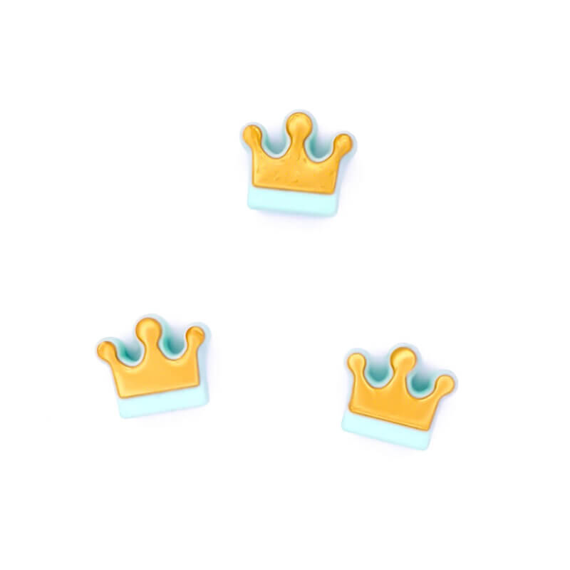 Silicone Bead - Crown - Mint with Gold