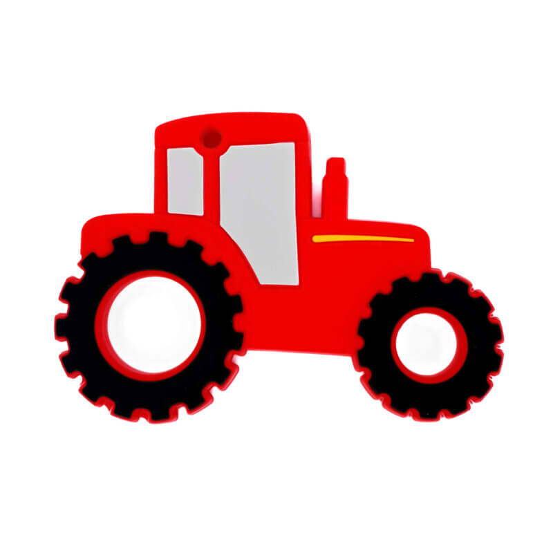 Silicone teething ring - Tractor - Red