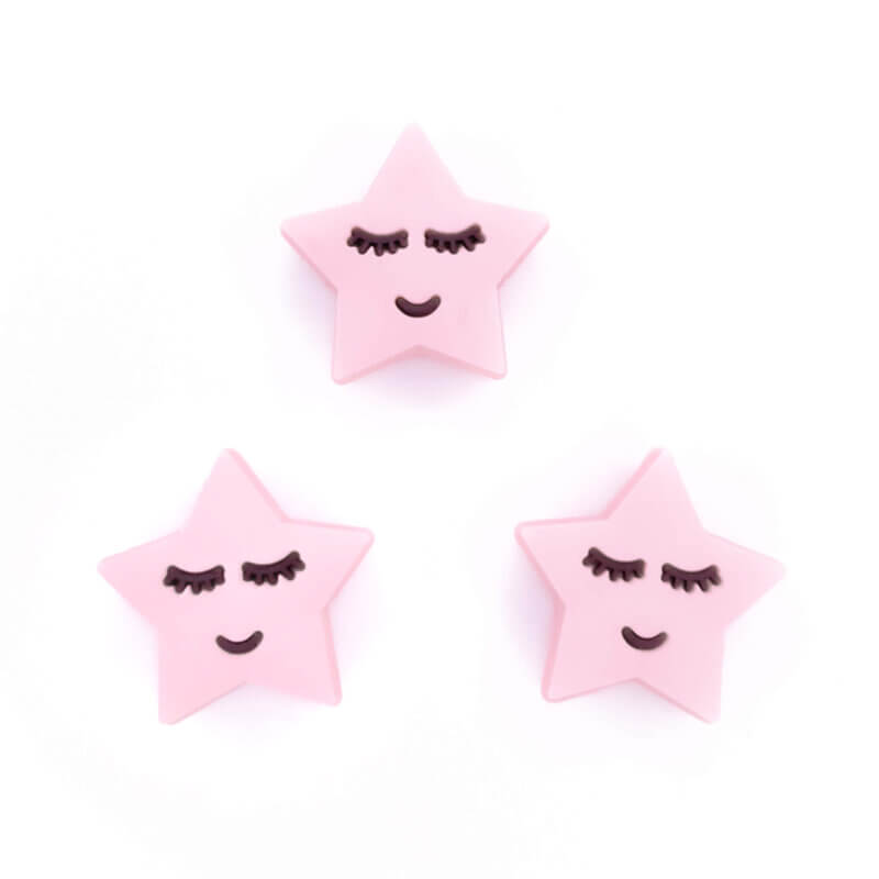 Silikonperlen BPA frei Großhandel Sleepy Star Pfirsich Rosa
