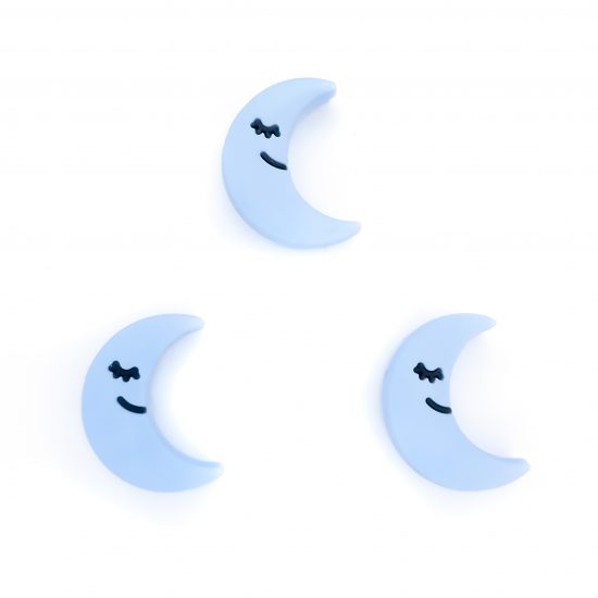 Siliconen kralen BPA vrij Groothandel Sleepy Moon Licht Poeder Blauw