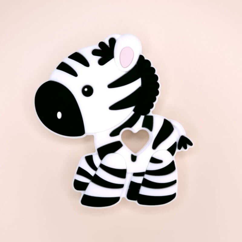 Silicone teething ring Zebra - black and white