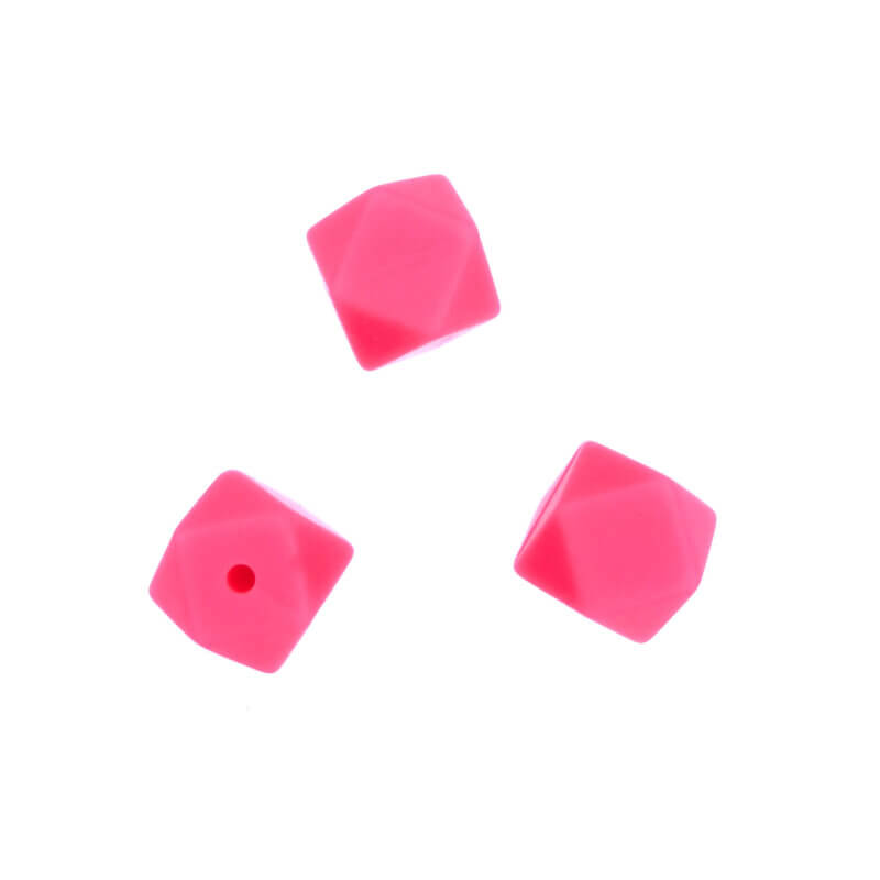 Silikonperlen - Sechseck - 14 mm - Neon Pink