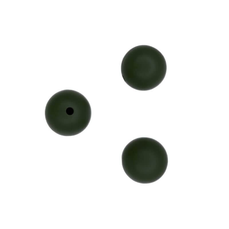 Perles en silicone - 16 mm - rondes - vert foncé