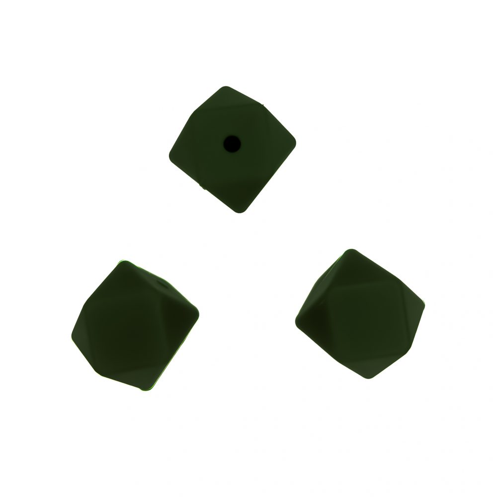 Siliconen kralen - Hexagon - 14 mm - Hunter Green