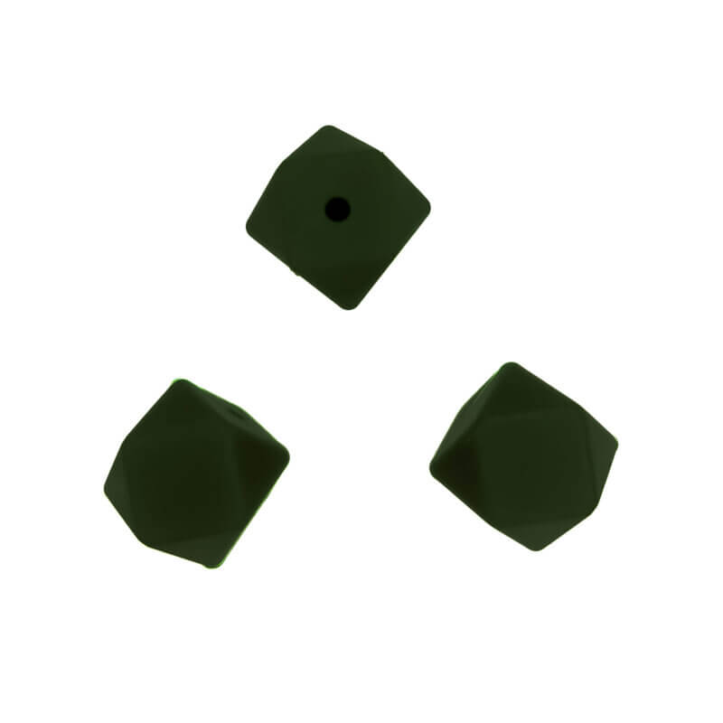 Perles en silicone - Hexagone - 14 mm - Vert chasseur