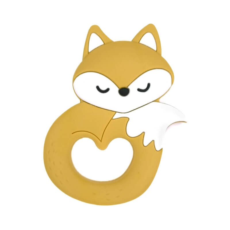 Silicone teething ring - Sleeping Fox - Ochre Yellow