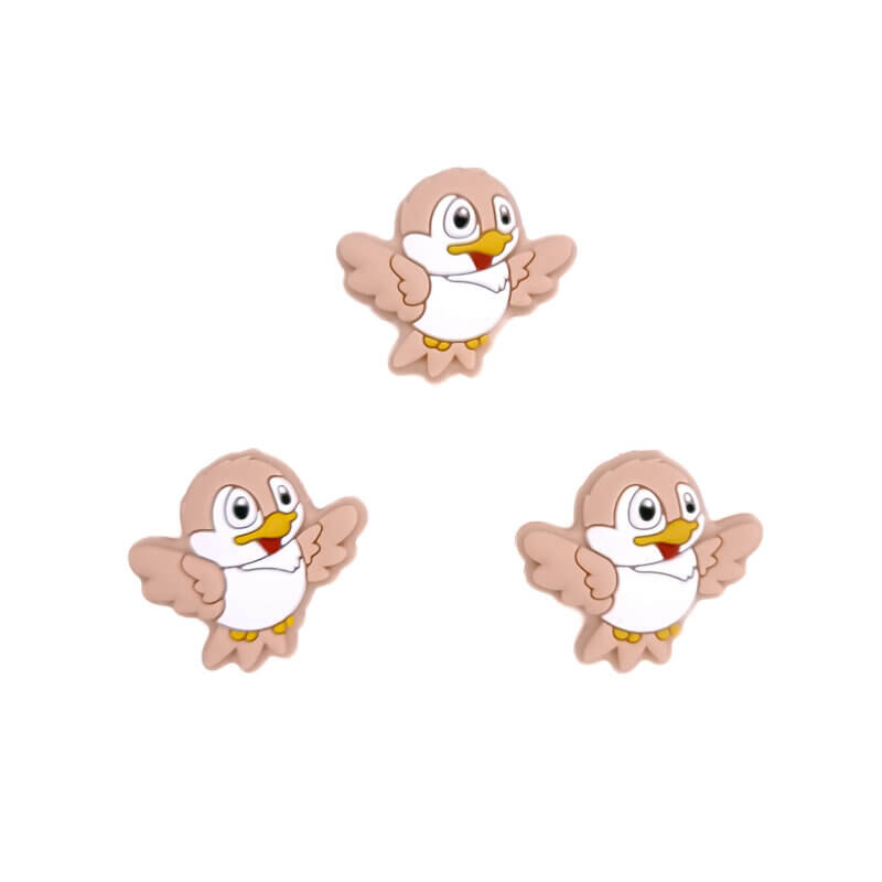 Silicone beads - Bird - Peach Nude