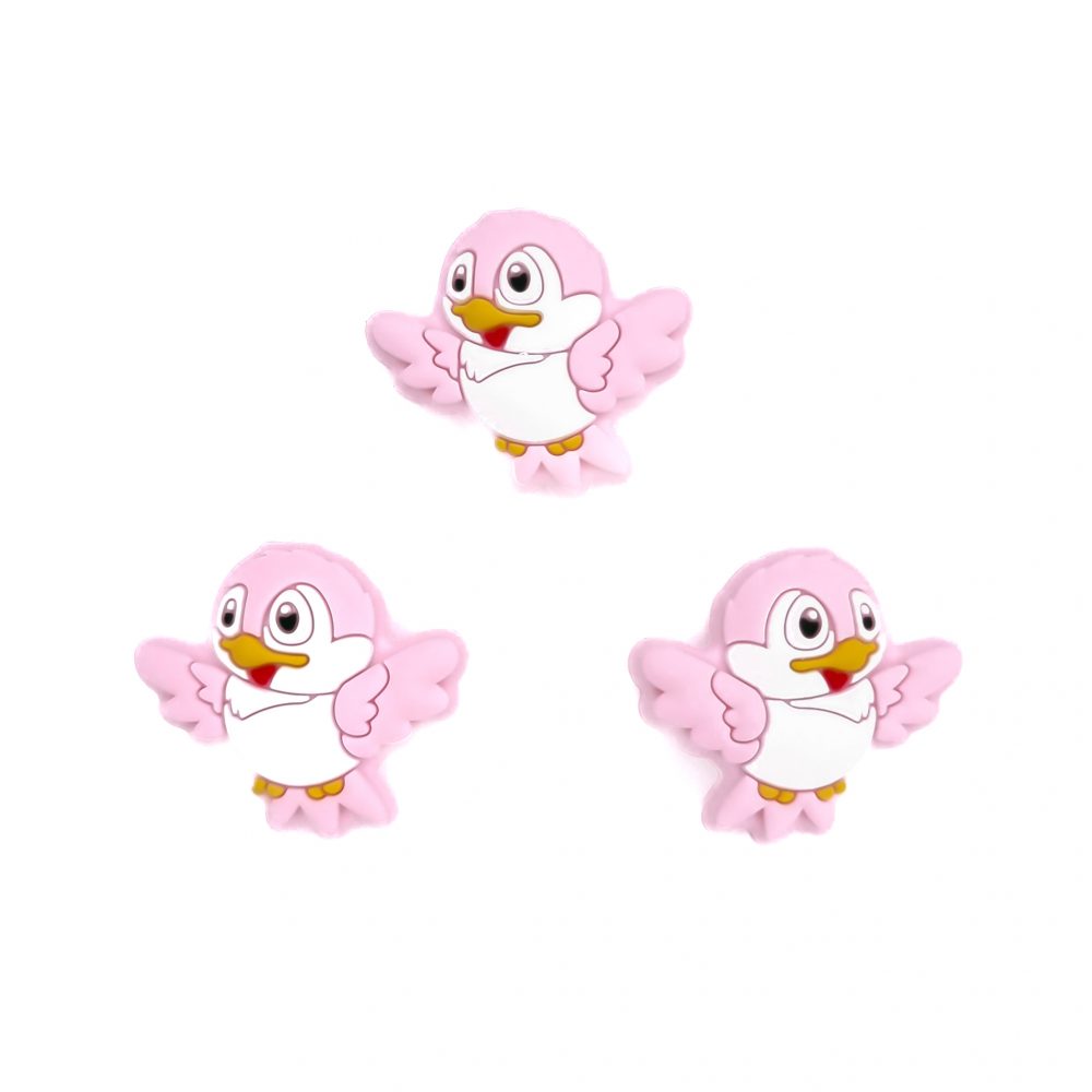 Siliconen kralen - Vogel - Zacht Roze