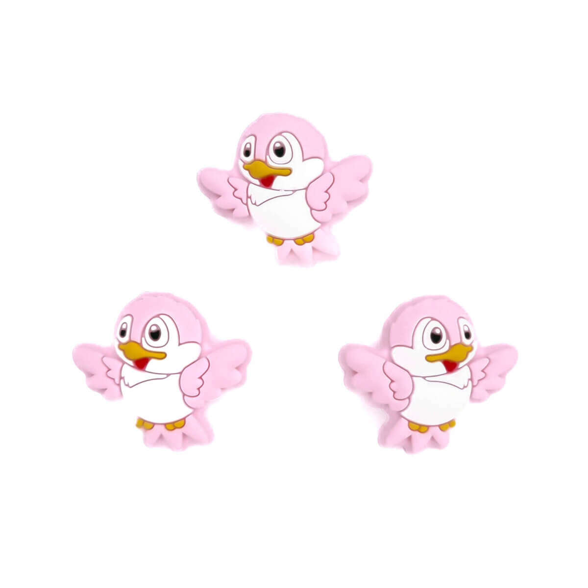 Color code: Soft Pink - Type: Silicone bead Bird
- Size: approx 24 mm x 25 mm
- Sold by piece
- BPA-, Phthalates-, Lead-, PVC- and Poison-free
- CE-certified
- Medical grade silicone beads
- Chillable in the refrigerator
- Dishwasher safe Jootjes Haakcadeautjes