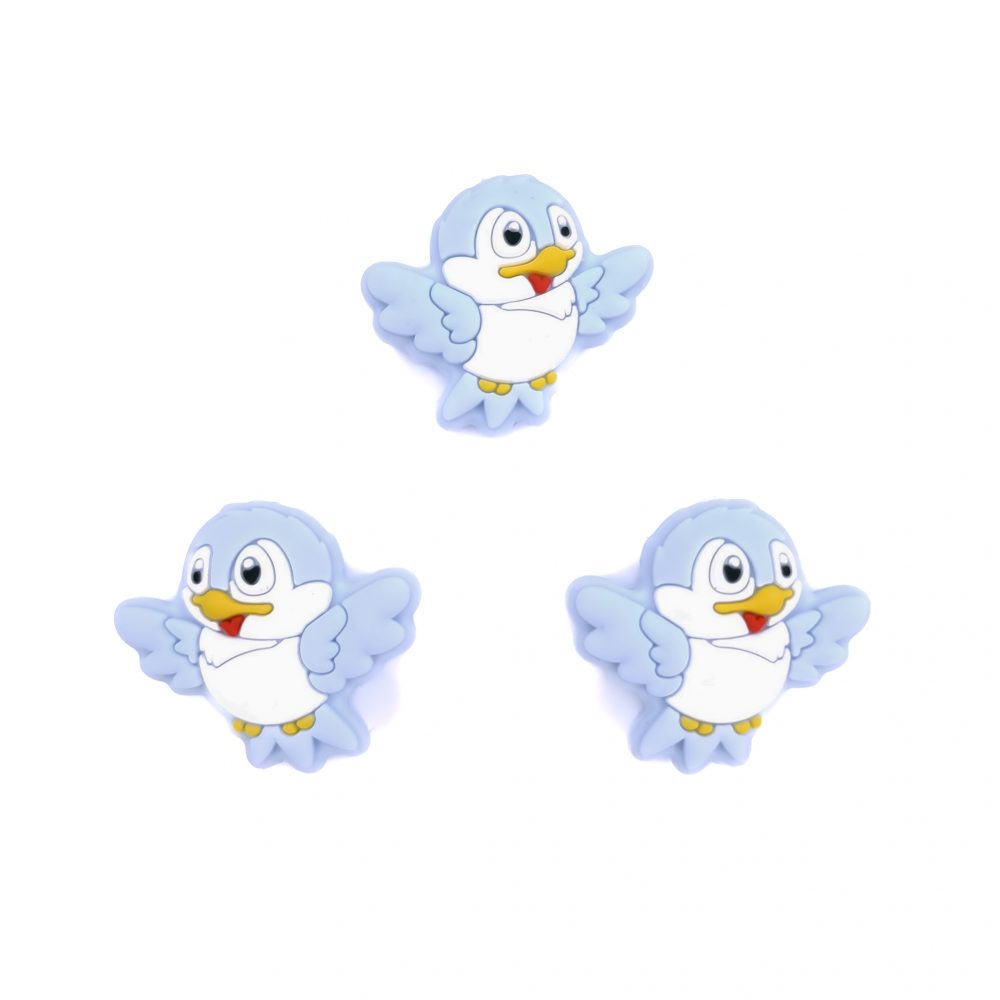 Siliconen kralen - Vogel - Licht Poeder Blauw