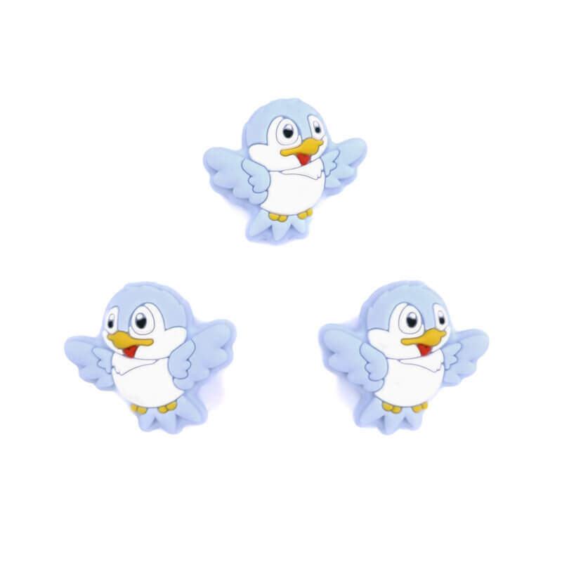 Silicone beads - Bird - Light Powder Blue
