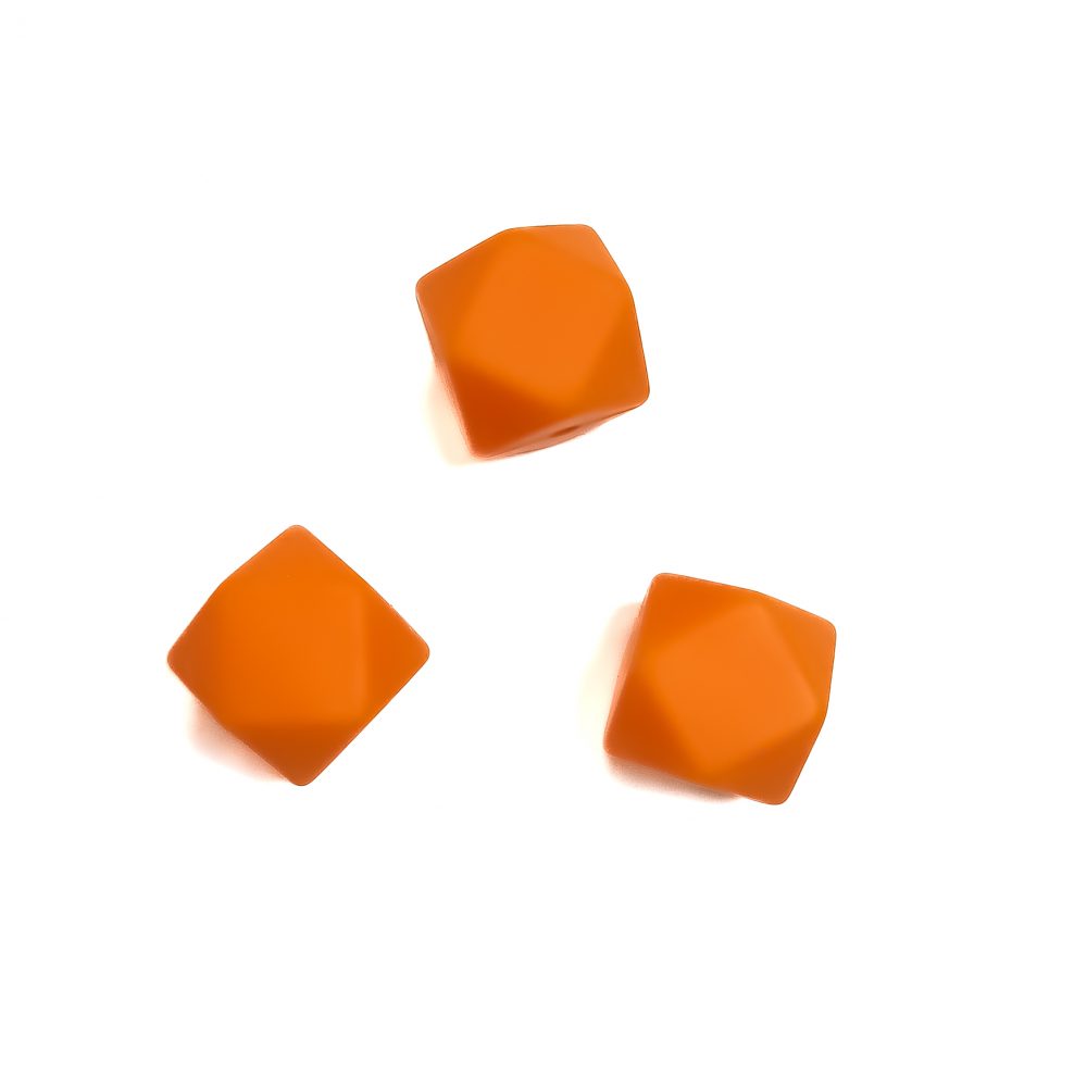 Siliconen kralen - Hexagon - 14 mm - Oranje