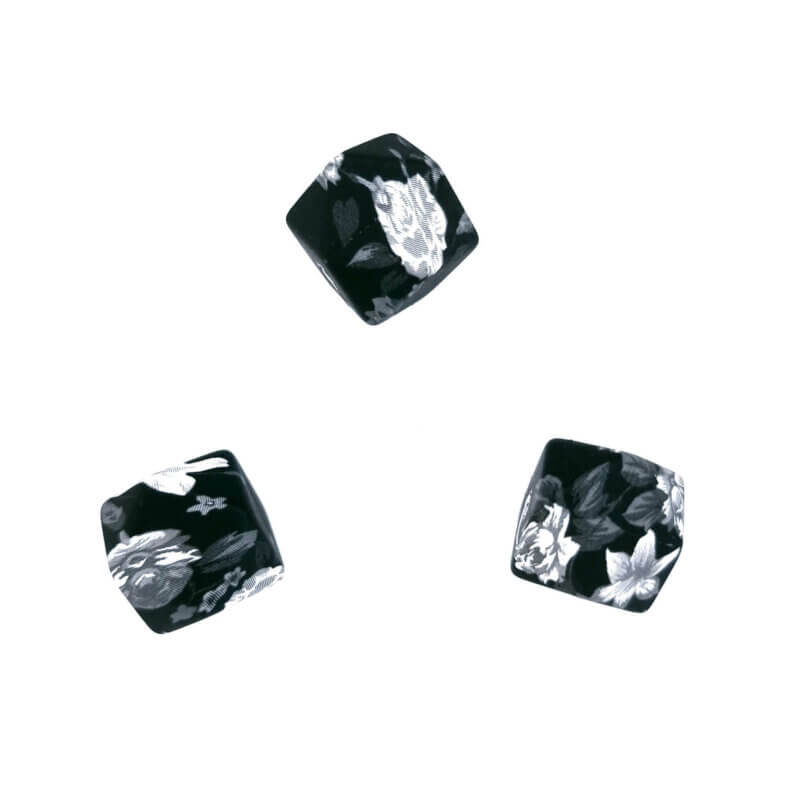 Silikonperlen Vintage Rose schwarz hexagon kaufen Großhandel