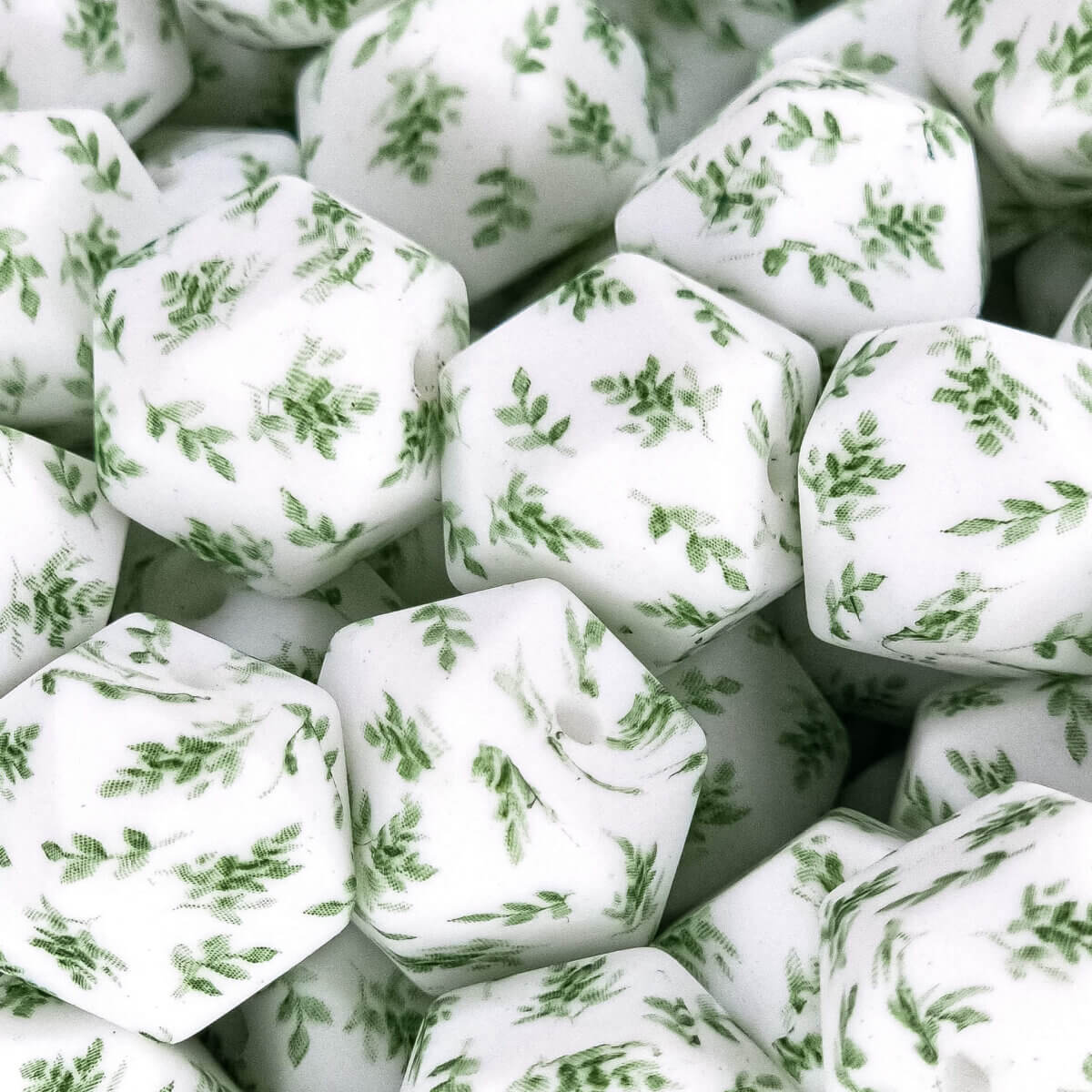 Green leaves leaves silicone hexagon beads wholesale purchase