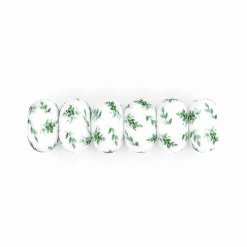 Green leaves leafs print silicone abacus beads wholesale purchase
