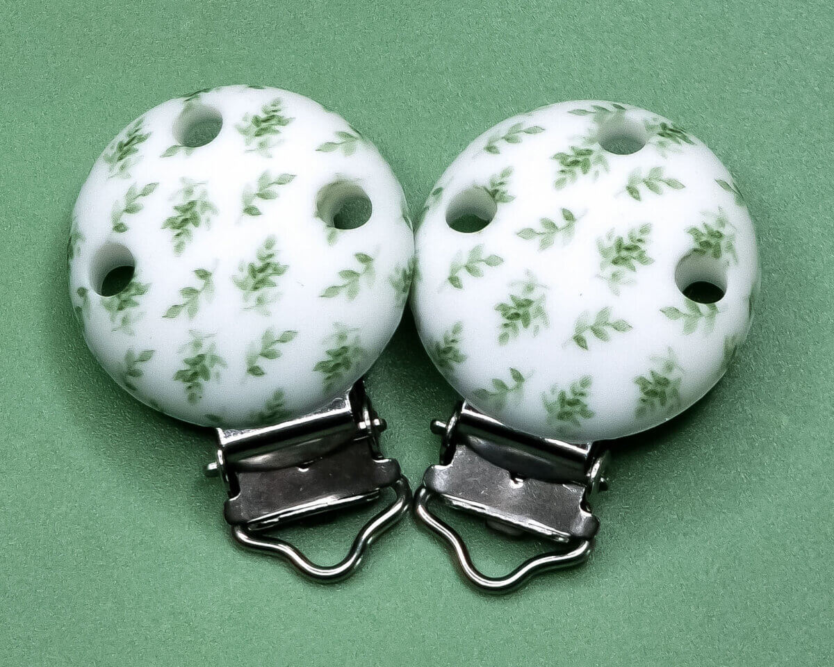 Speenclips met print blaadjes leaves green groen kopen groothandel