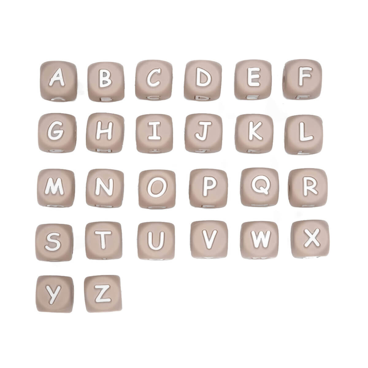 Silicone letter beads dummy cord wholesale buy taupe