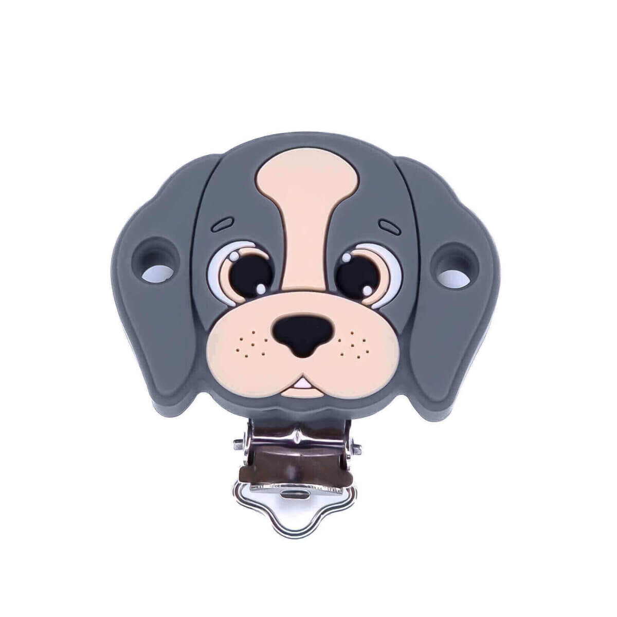 Schnullerclip Hund Großhandel kaufen Dummy Schnur dunkelgrau