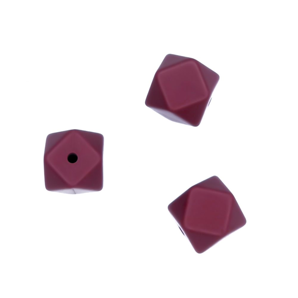 Siliconen kralen - Hexagon - 17 mm - Burgundy