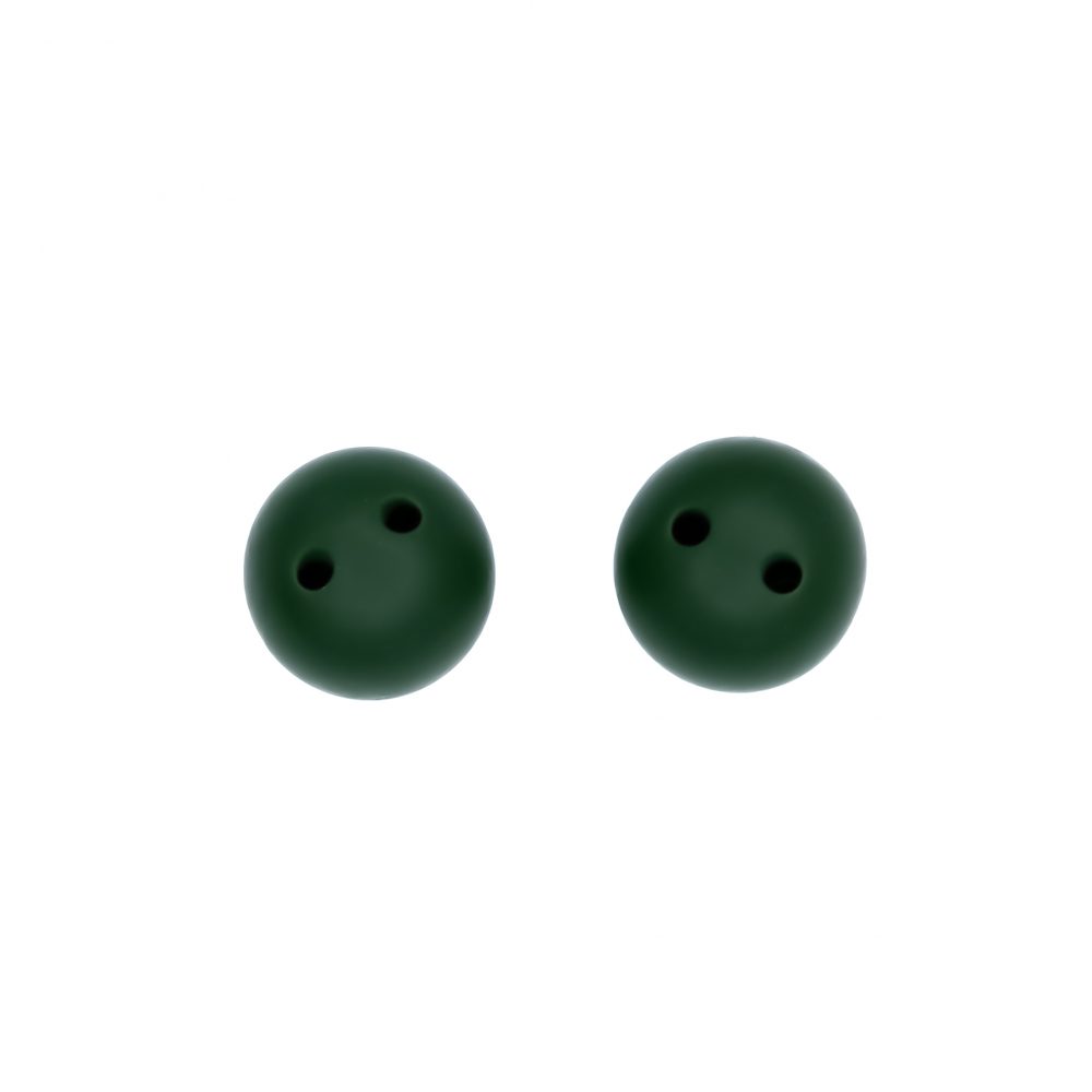 Siliconen kraal 16 mm - Rond - Veiligheidskraal - 2 gaten - Hunter Green