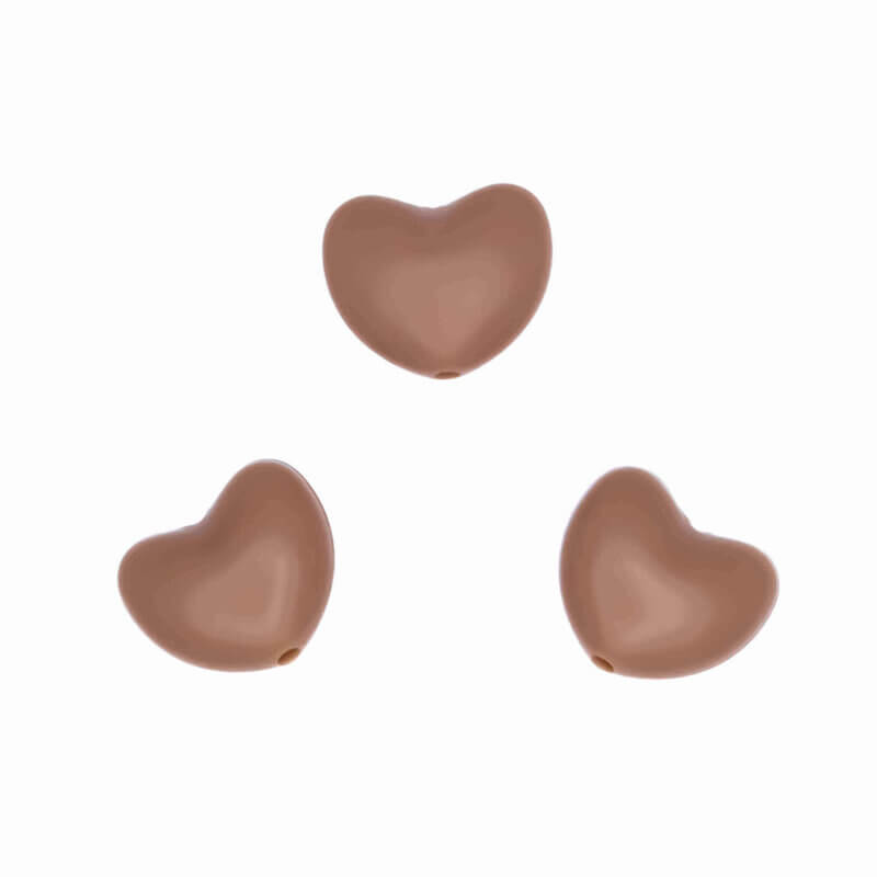 Silicone beads - Heart - Milk Chocolate