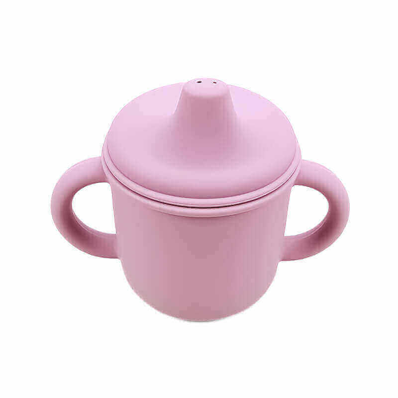 Silicone spout baby drinking cup old pink LittleJo