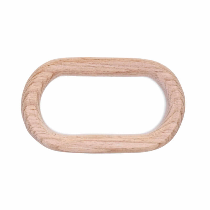 Wooden teething ring oval large hand barrel baby safe
