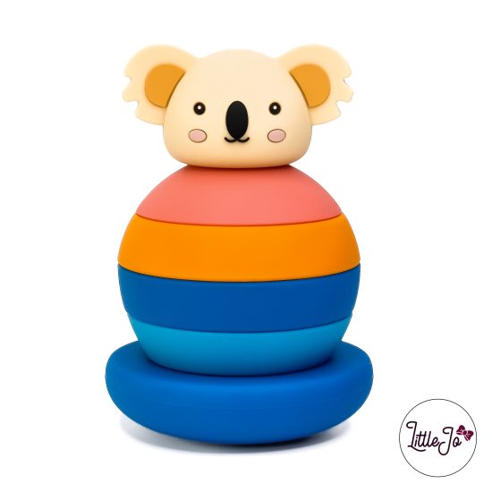 Speelgoed peuter baby wiebeltoren koala kiwi bpa vrij stapeltoren littlejo ocean sunset