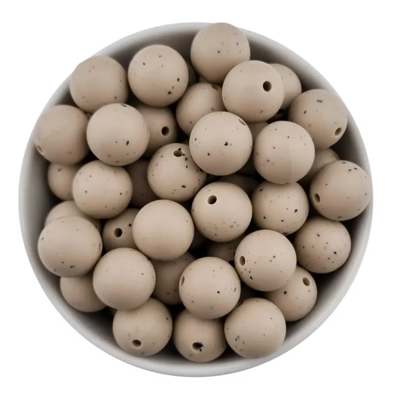 Siliconen kralen 20 mm - Rond - Wood met Spikkels