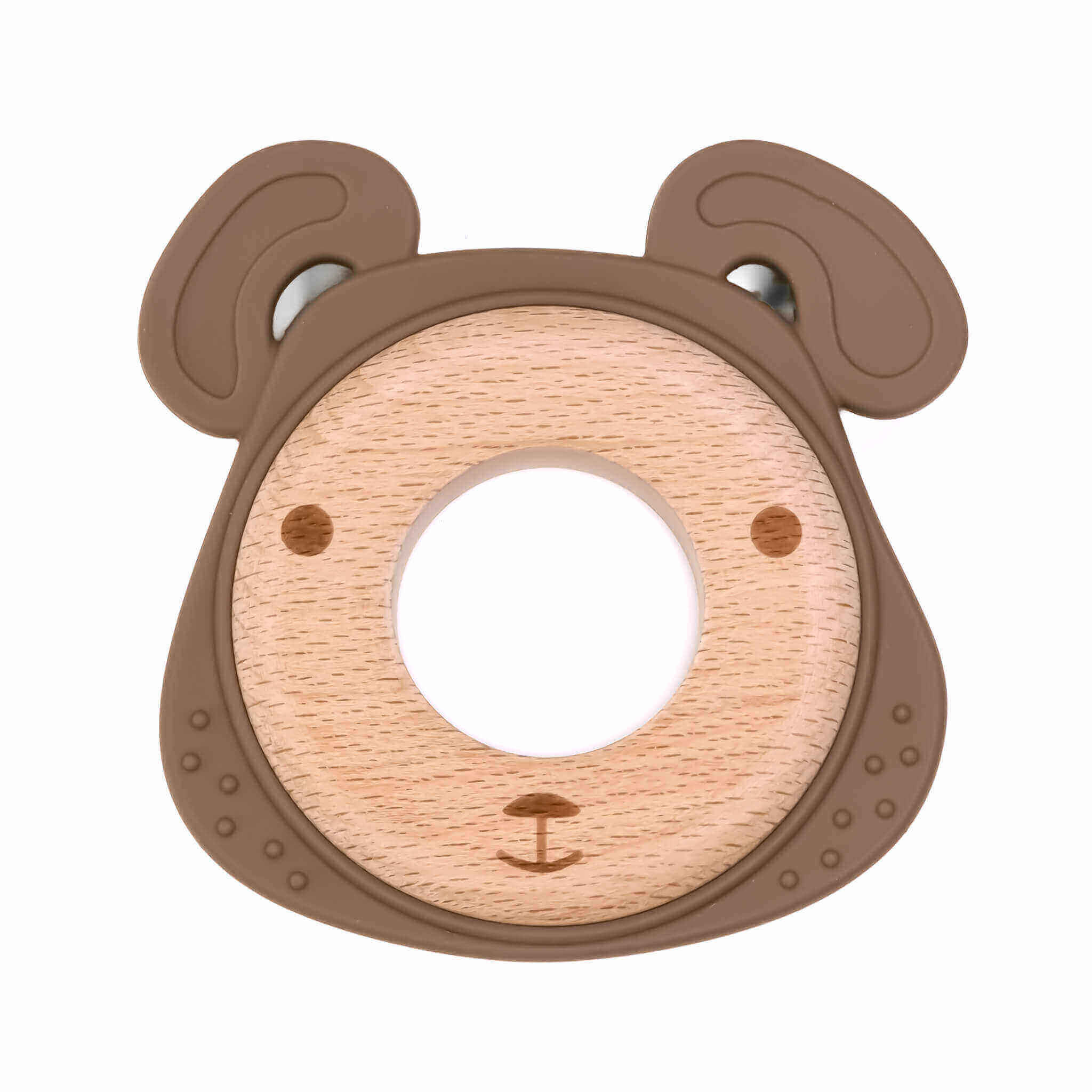 Siliconen bijtring hond groothandel brownie baby kraamcadeau