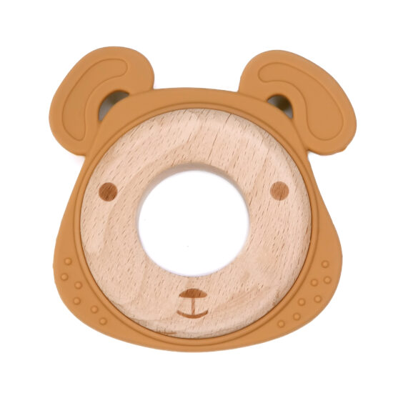 Siliconen bijtring hond groothandel caramel baby kraamcadeau