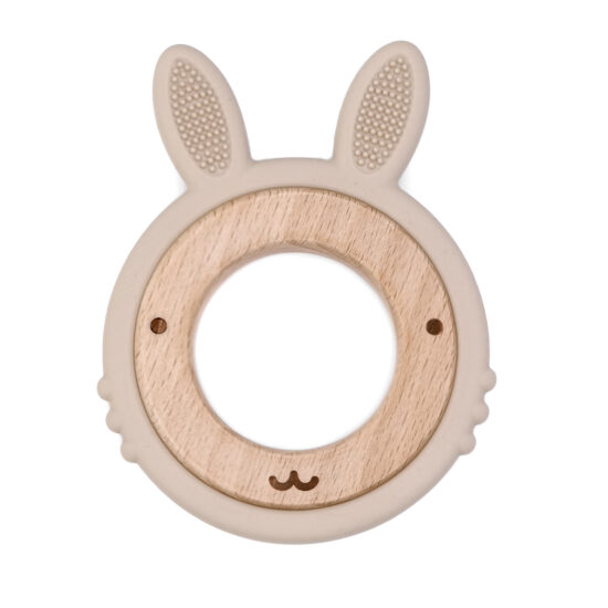 Siliconen bijtring konijn groothandel baby accessoires littlejo little jo taupe