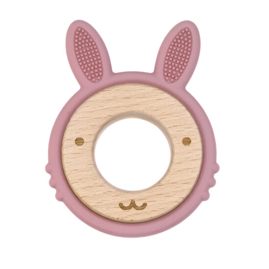 Siliconen bijtring konijn groothandel baby accessoires littlejo little jo rose klein
